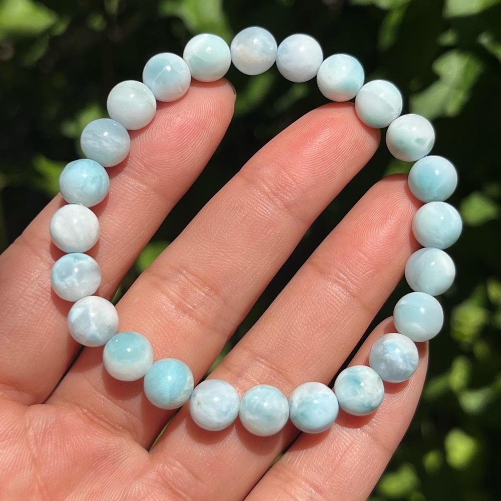 8mm stretchable blue larimar‎ bracelet 1501